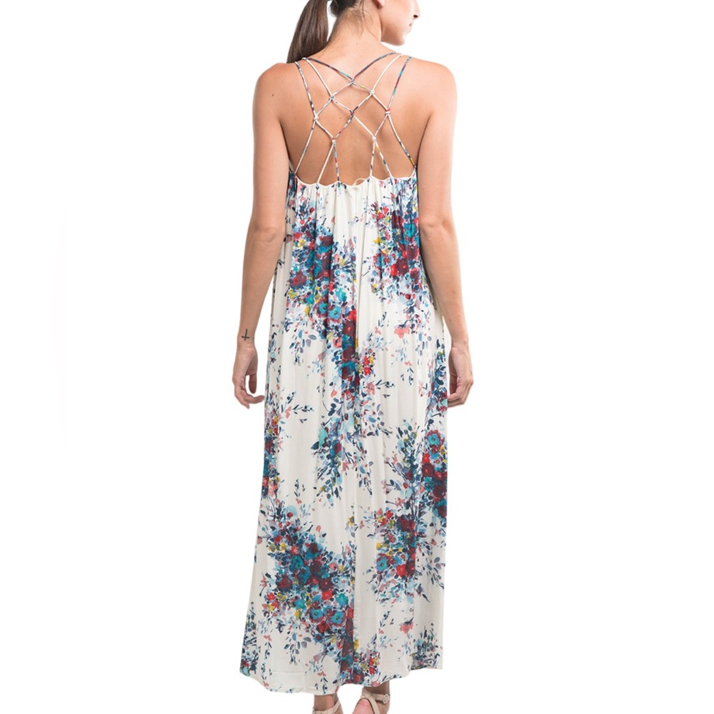 LOVESTICH Boho Lined Strappy Midi Dress NEW GORGEOUS !! - Picture 2 of 2